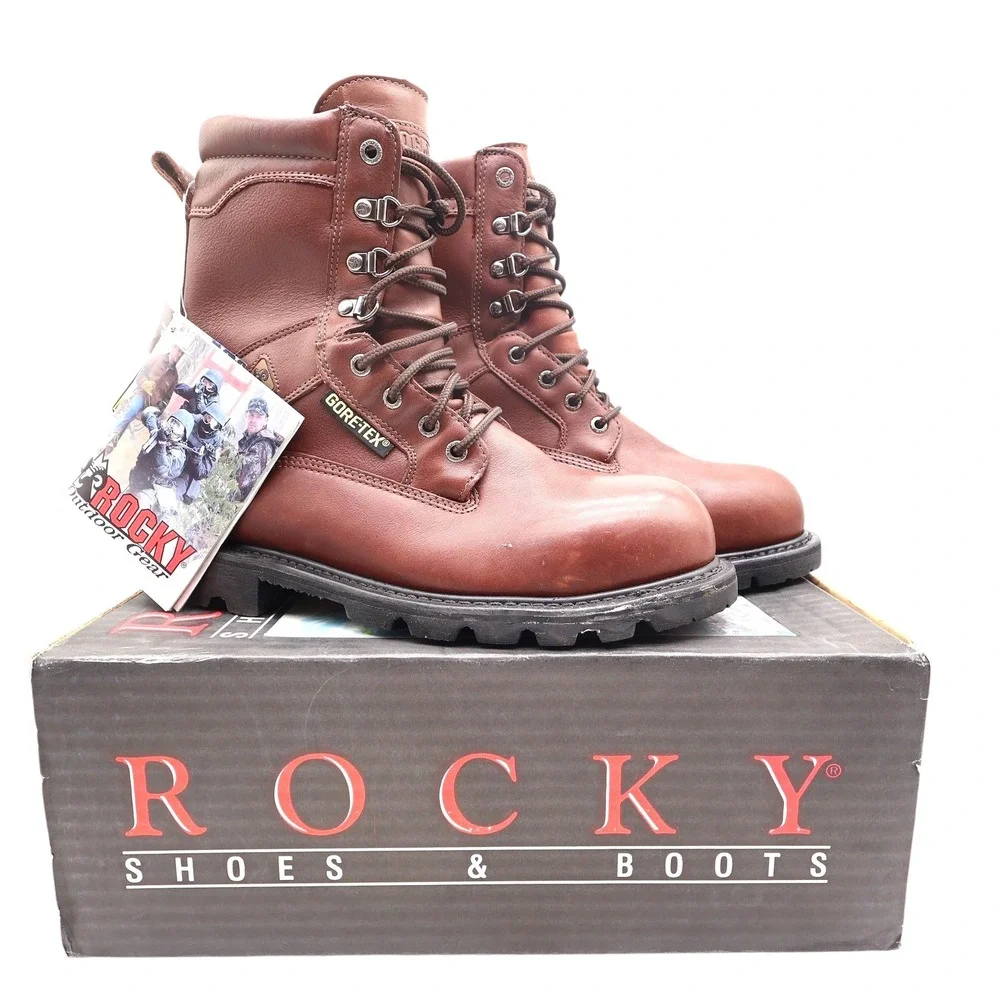 Rocky 2000s Steel Toe Ranger Work Boots Mens 9 Brown Leather Gore-Tex NIB